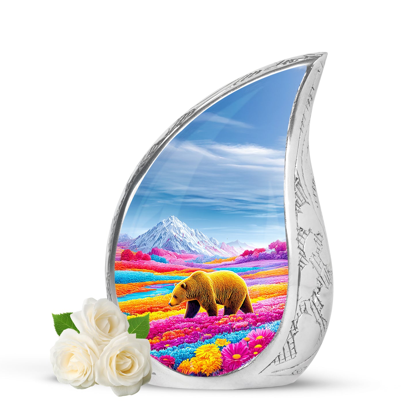 Timeless Blue Bear Cremation Urn for Ashes - 10-inch, 200 cu in - Yatskia