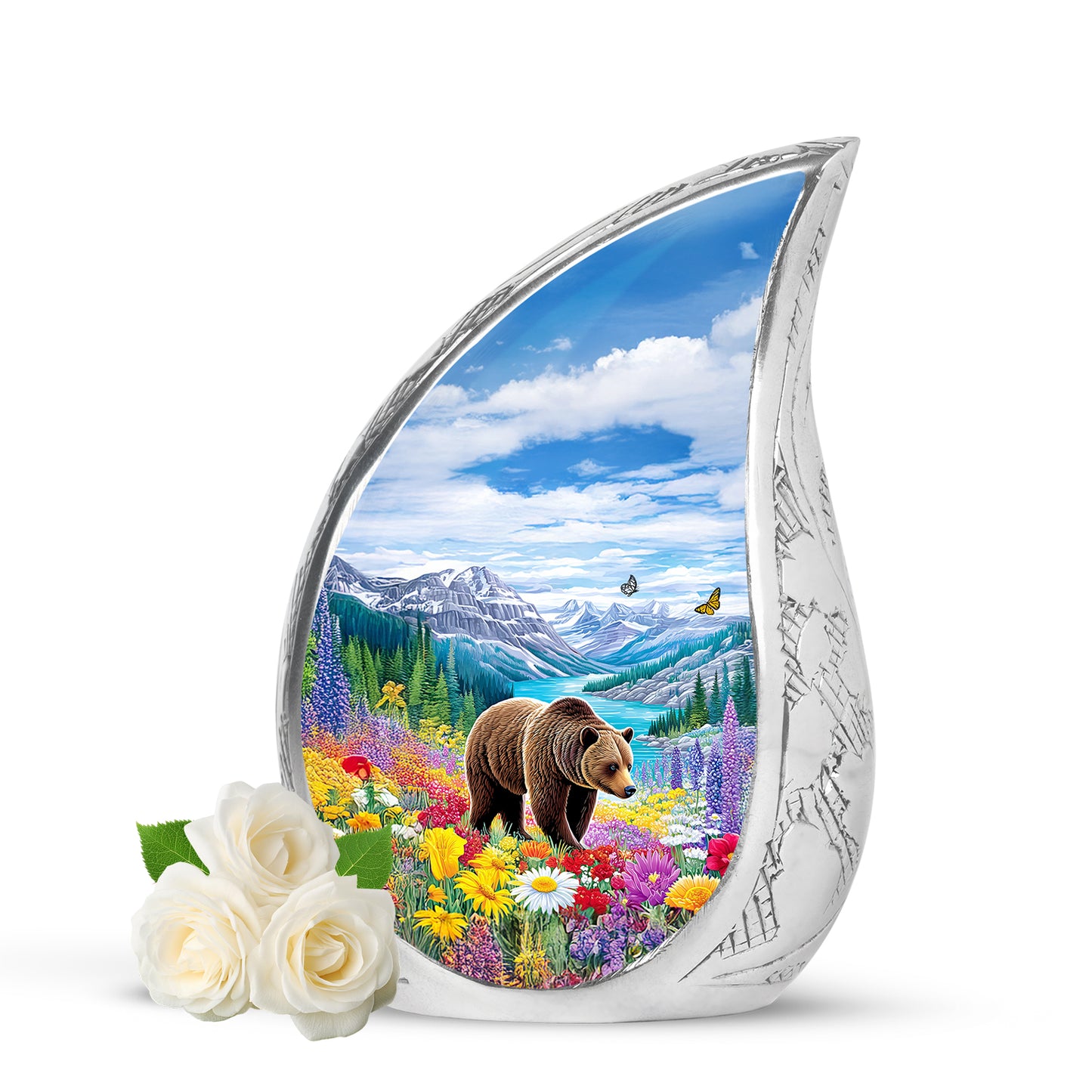 Personalized Bear Cremation Urns - Eminent Blue 10-inch, 200 cu in - Yatskia