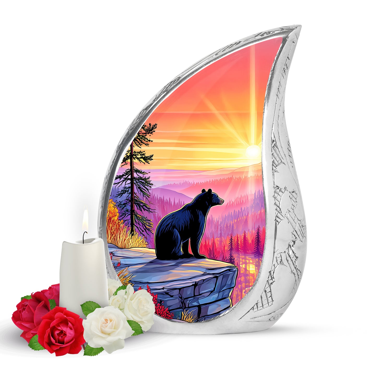 Blessed Bear Cremation Urns for Human Ashes - Red 10-inch - Yatskia
