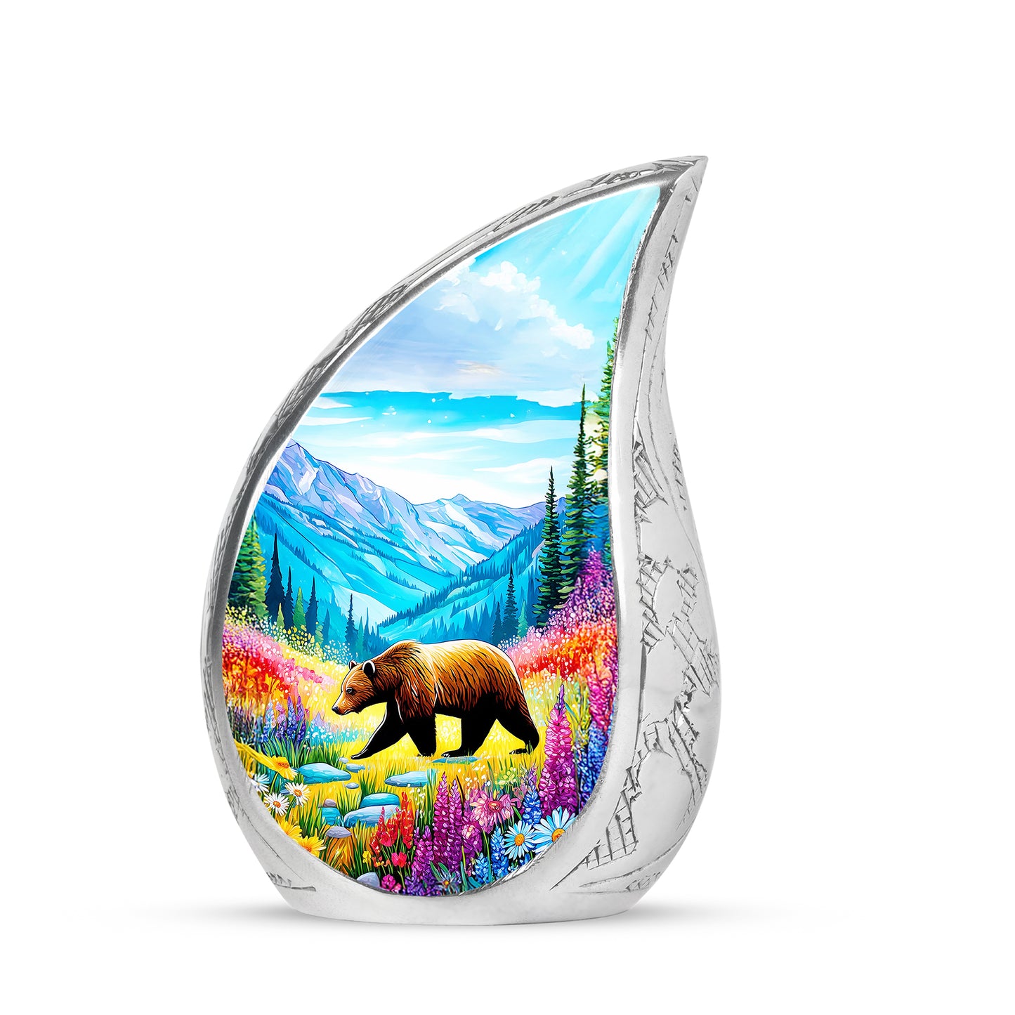 Personalized Teal Heavenly Bear Cremation Urns for Human Ashes - 10-inch, 200 cu in - Yatskia