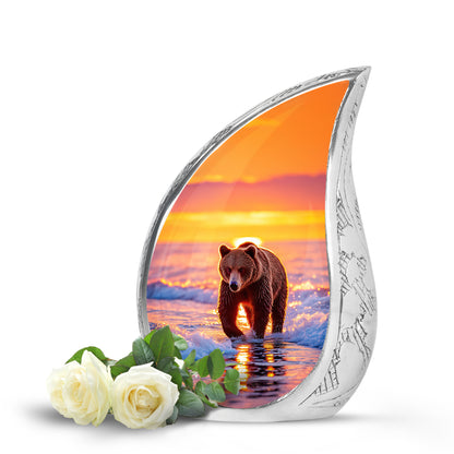 Red Stately Bear Cremation Urns for Human Ashes - 10-inch, 200 cu in - Yatskia