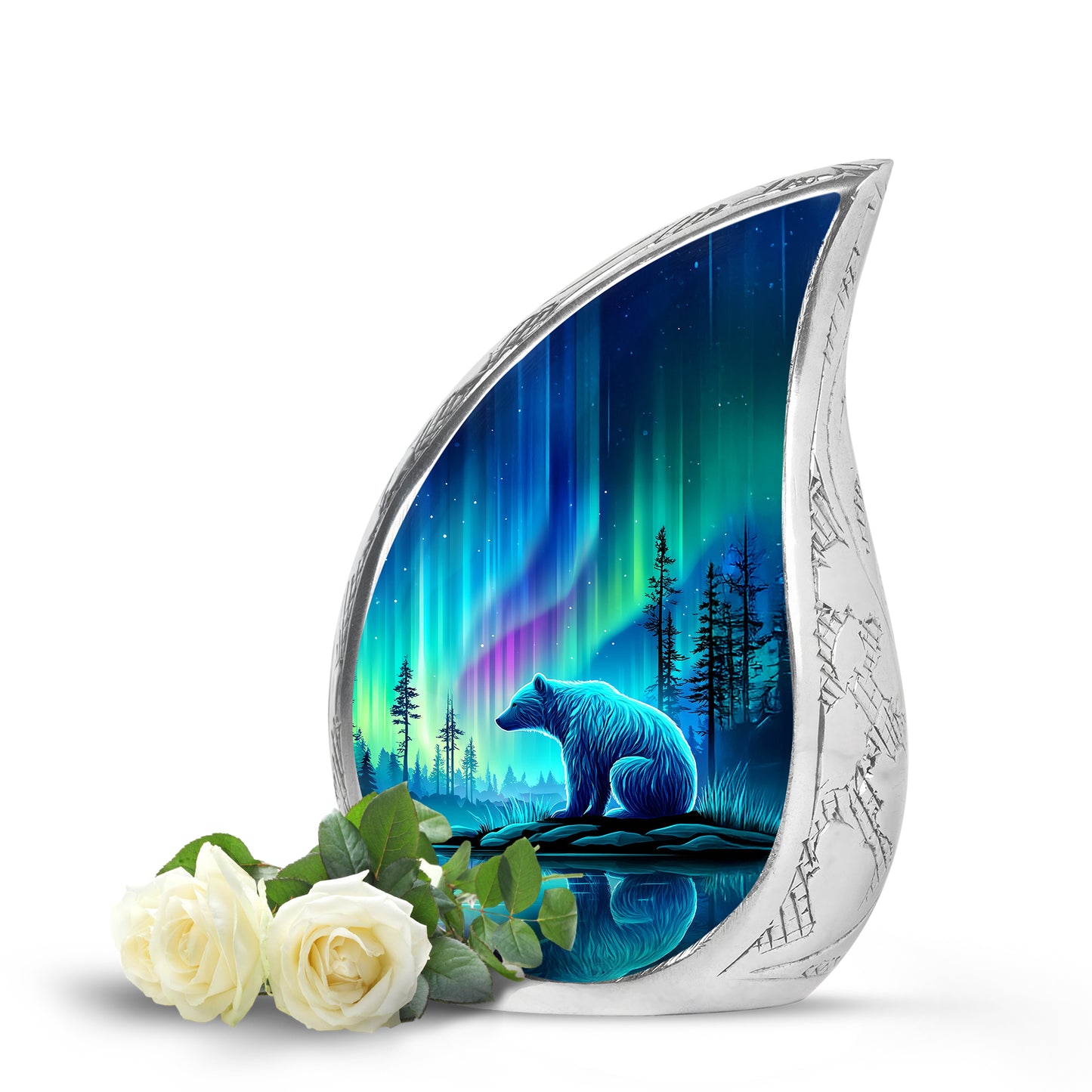 Personalized Eternal Bear Cremation Urns - Blue 10-inch, 200 cu in - Yatskia