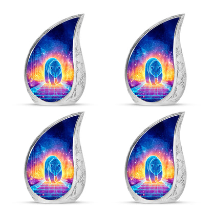 Charcoal Black Bear Cremation Urn close-up of engraving and surface detail - smooth teardrop contour featuring bear art - 10 inch aluminum urn for cremated remains
