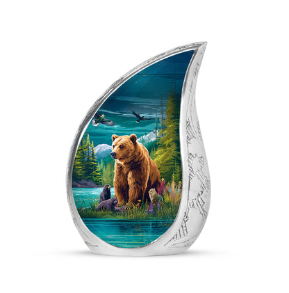 Personalized Teal Heavenly Bear Cremation Urns for Human Ashes - 10-inch, 200 cu in - Yatskia