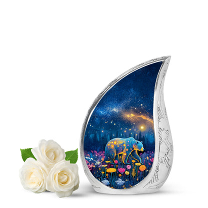 Blue Treasured Bear Cremation Urns for Human Ashes - 10-inch, 200 cu in - Yatskia