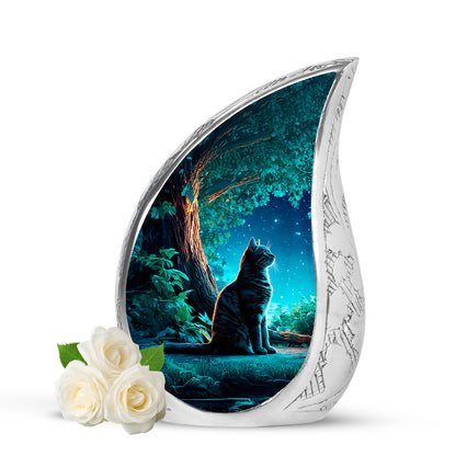 Blue Cat Journey Cremation Urns for Human Ashes - 10-inch, 200 cu in - Yatskia