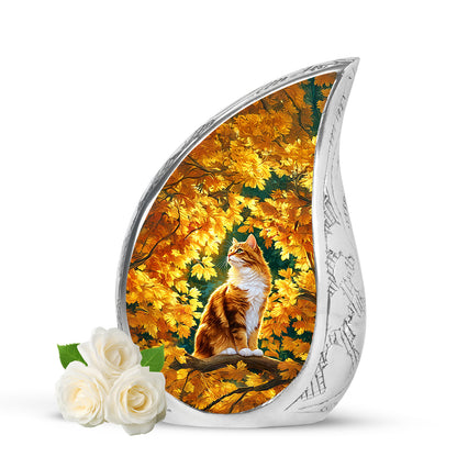 Gold Cat Cremation Urns - Opulent Testament 10-inch, 200 cu in - Yatskia