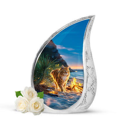 Personalized Blue Cat Cremation Urns for Ashes - Peaceful 10-inch - Yatskia
