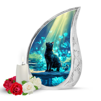 Personalized Cat Cremation Urns - Eminent Blue 10-inch, 200 cu in - Yatskia