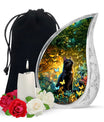 Black Cat Cremation Urn for Human Ashes - Colorful Butterflies Memorial Urn
