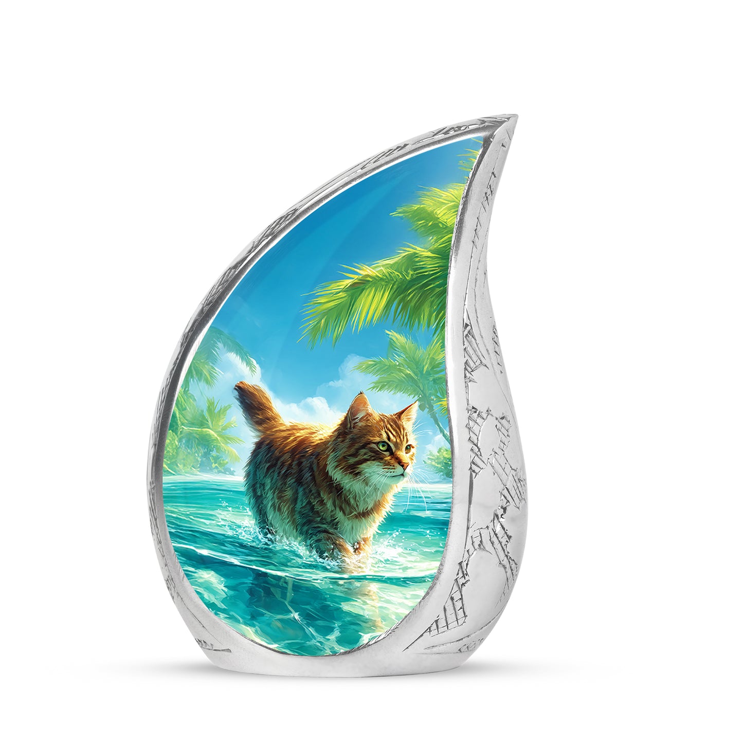 Divine Blue Cat Cremation Urn for Ashes - 10-inch, 200 cu in - Yatskia