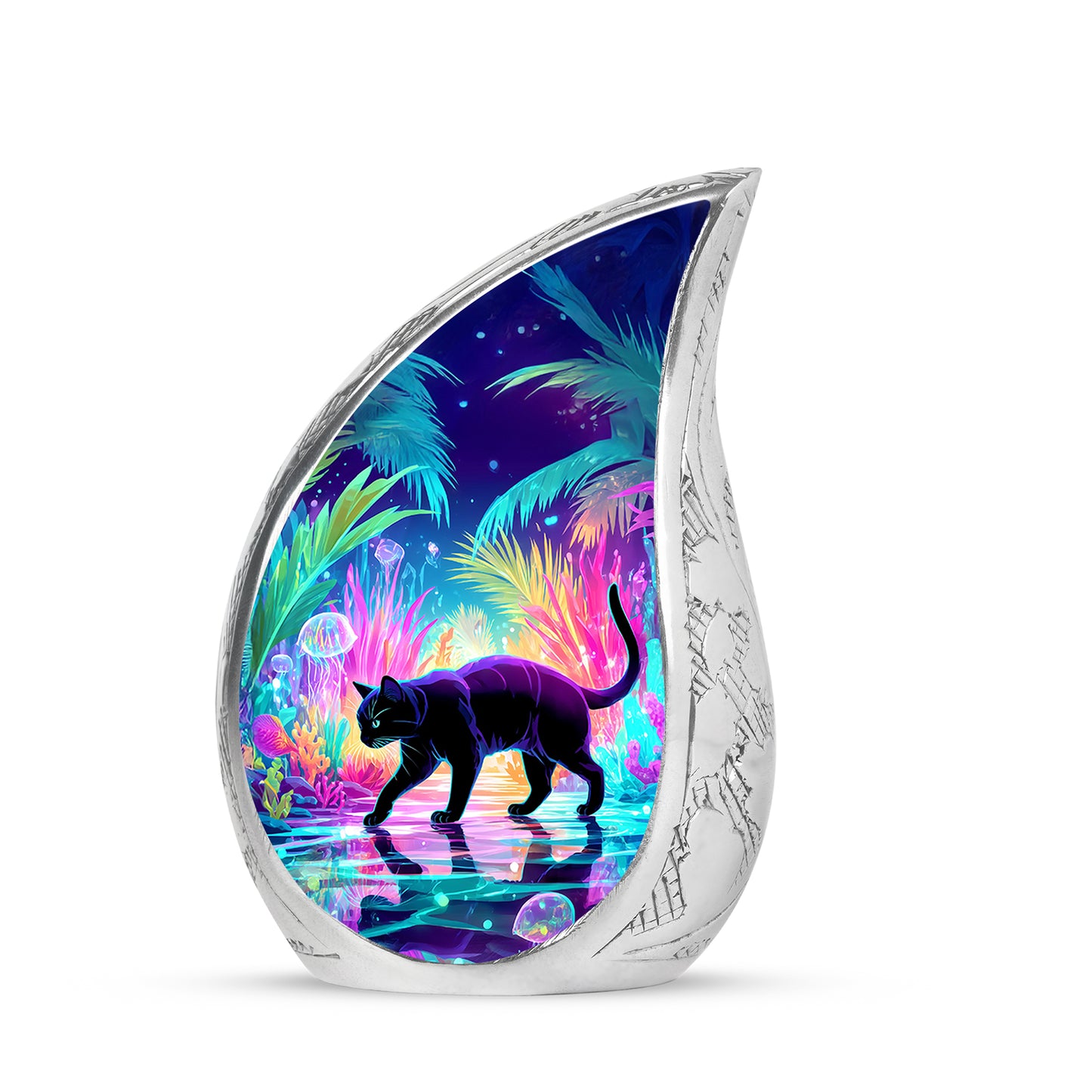 Illustrious Cat Memorial Cremation Urns - Blue 10-inch, 200 cu in - Yatskia