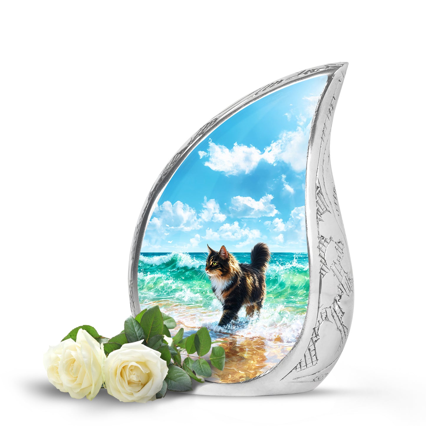 Blue Venerable Cat Cremation Urns for Human Ashes - 10-inch, 200 cu in - Yatskia