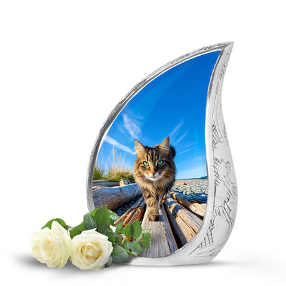 Blue Cat Cremation Urns - Honored Honor 10-inch, 200 cu in - Yatskia
