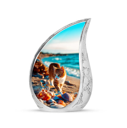 Personalized Teal Cat Cremation Urns for Ashes - Captivating - Yatskia