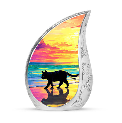 Dignified Red Cat Cremation Urn for Ashes - 10-inch, 200 cu in - Yatskia