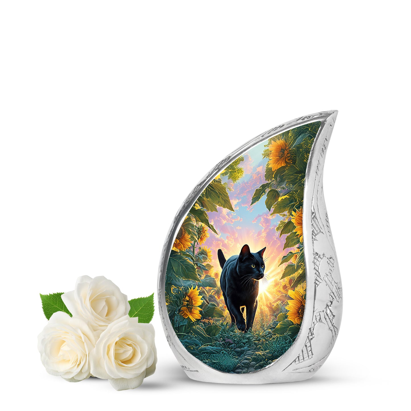 Blue Cat Testament Cremation Urns for Human Ashes - 10-inch, 200 cu in - Yatskia