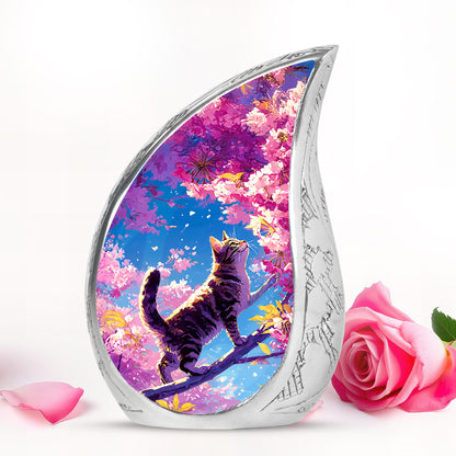 Blue Cat Cremation Urns - Honored Embrace 10-inch, 200 cu in - Yatskia