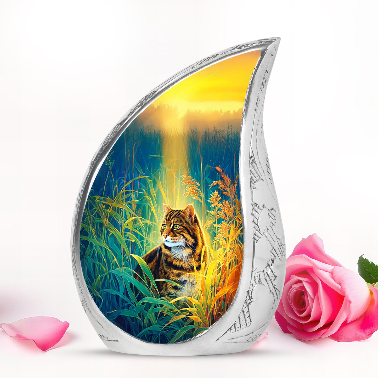 Blue Cat Honor Cremation Urns for Human Ashes - 10-inch, 200 cu in - Yatskia