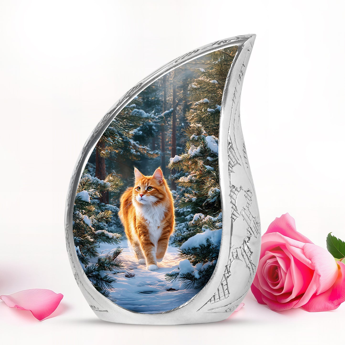 Blue Cat Embrace Cremation Urns for Human Ashes - 10-inch, 200 cu in - Yatskia