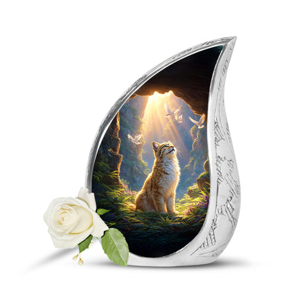 Personalized Red Steadfast Cat Cremation Urns for Human Ashes - 10-inch, 200 cu in - Yatskia