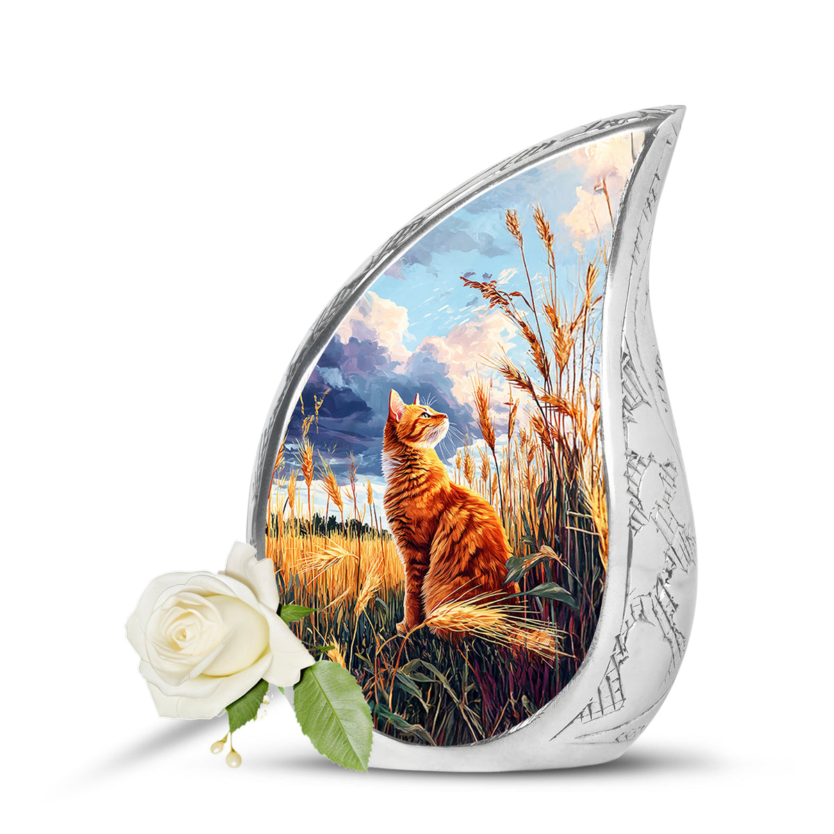 Personalized Blue Revered Cat Cremation Urns for Human Ashes - Yatskia