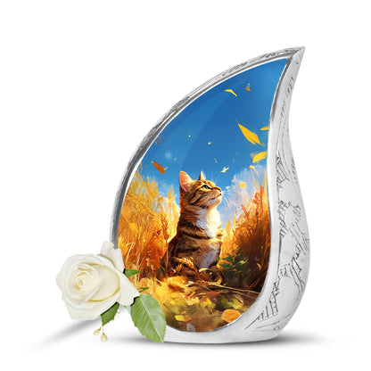 Harmonious Cat Cremation Urns for Human Ashes - Blue 10-inch - Yatskia