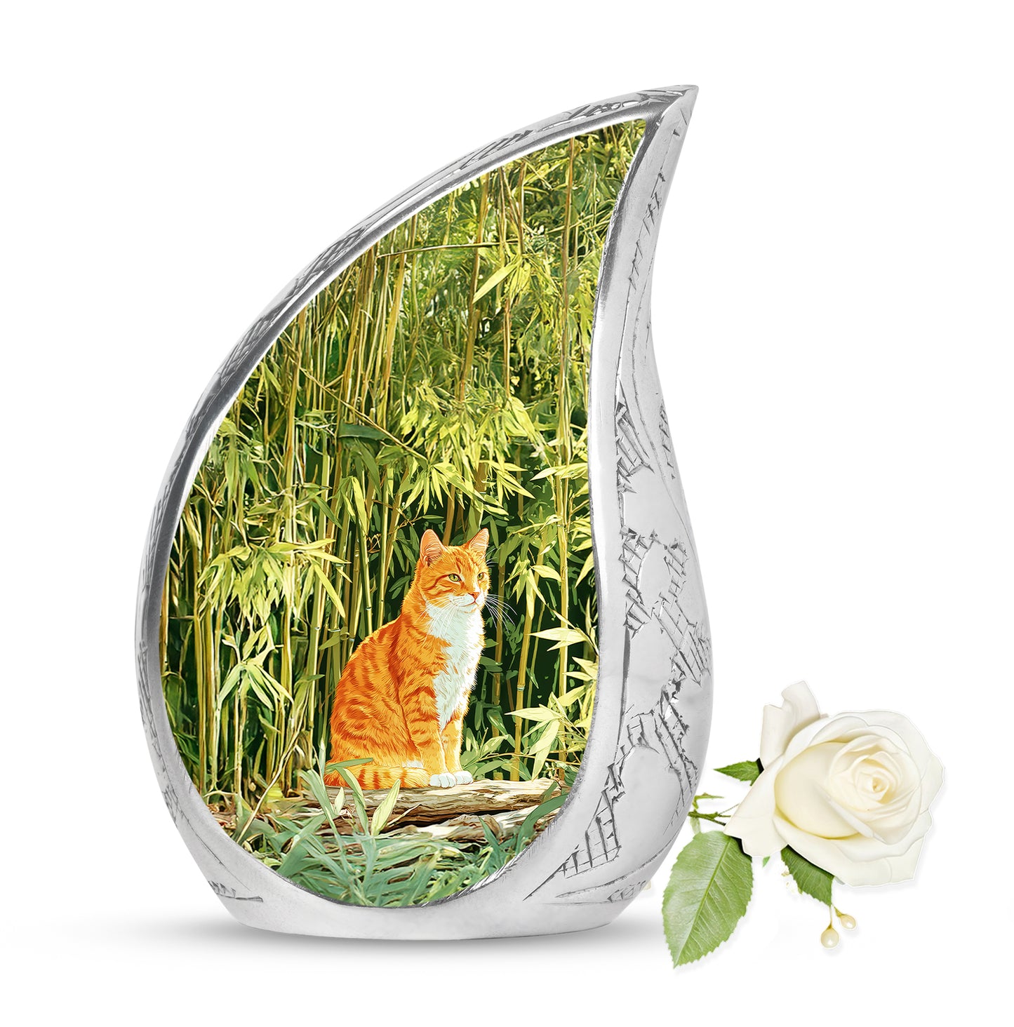 Personalized Green Steadfast Cat Cremation Urns for Human Ashes - 10-inch, 200 cu in - Yatskia