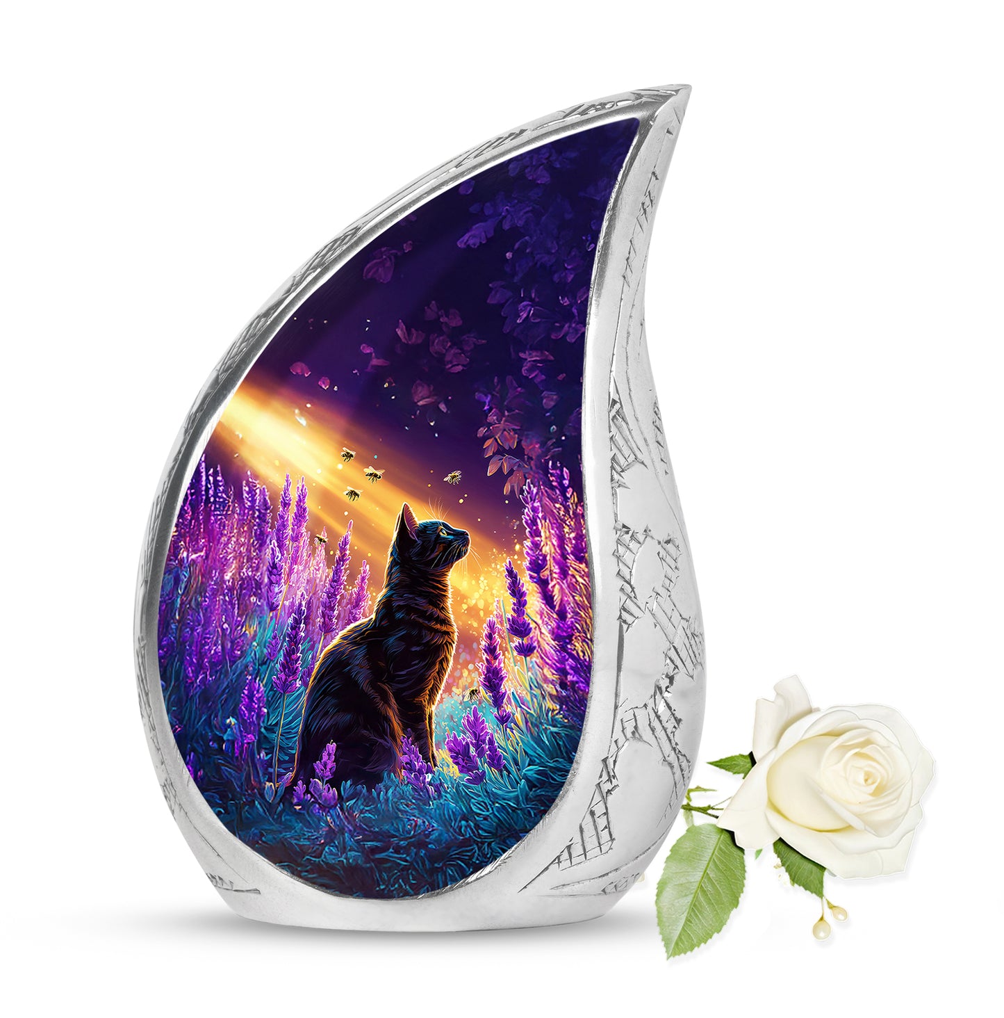 Hallowed Cat Cremation Urns for Human Ashes - Purple 10-inch - Yatskia