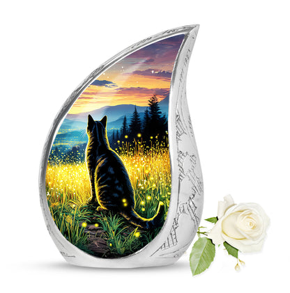 Gold Beloved Cat Cremation Urns for Human Ashes - 10-inch, 200 cu in - Yatskia