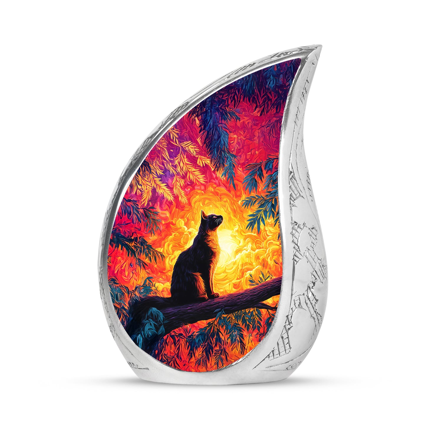 Red Sacred Cat Cremation Urns for Human Ashes - 10-inch, 200 cu in - Yatskia