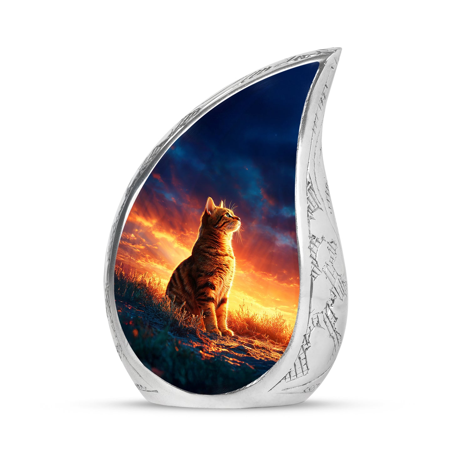 Illustrious Cat Memorial Cremation Urns - Blue 10-inch, 200 cu in - Yatskia