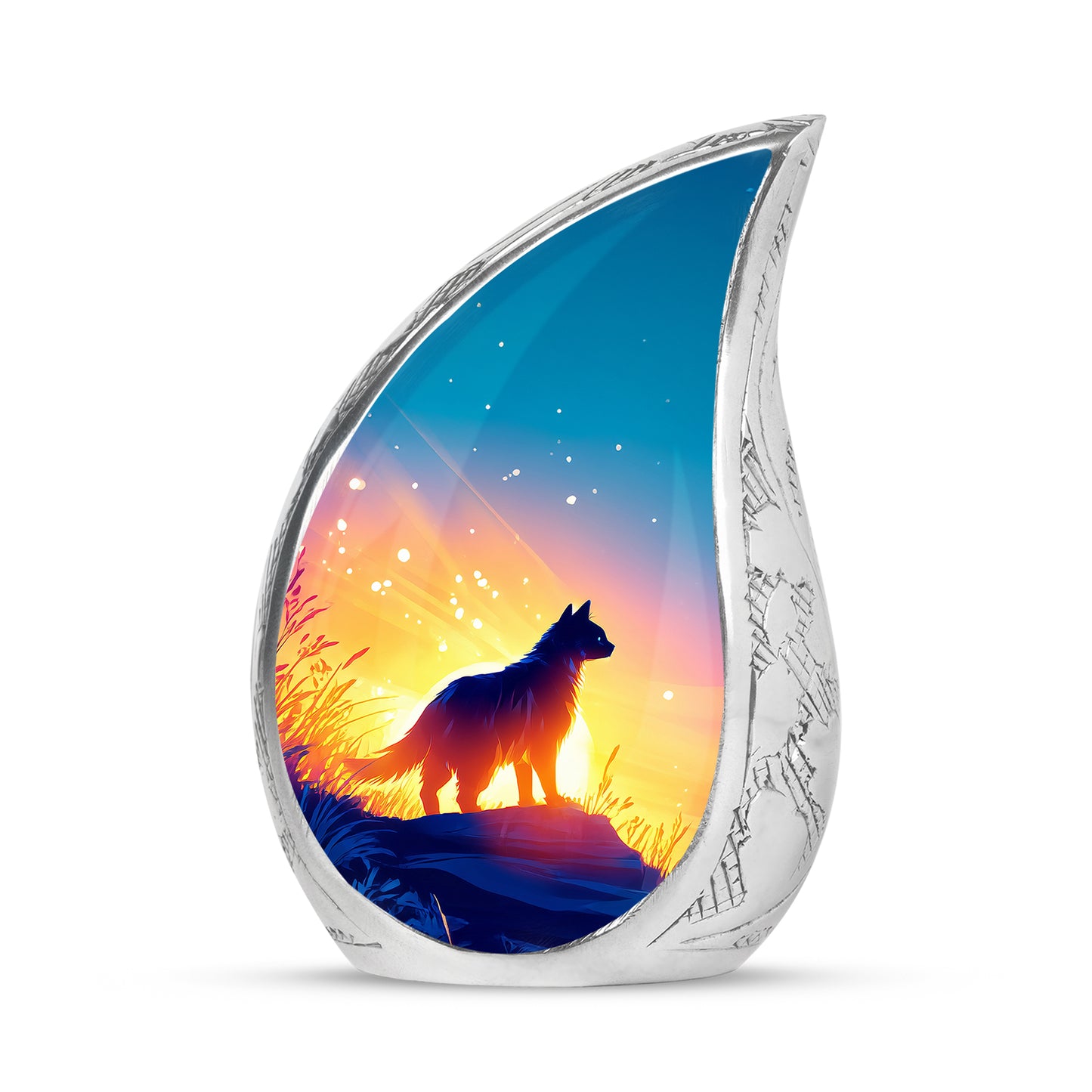 Personalized Blue Sovereign Cat Cremation Urns for Human Ashes - 10-inch, 200 cu in - Yatskia