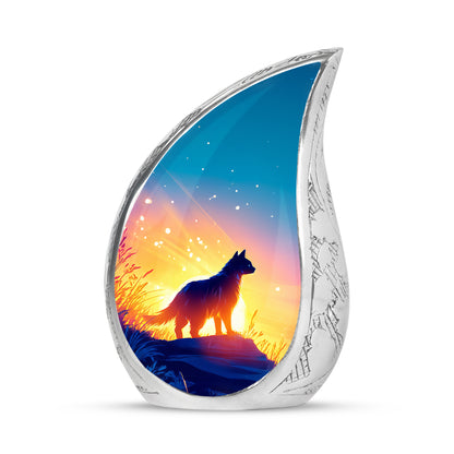 Personalized Blue Sovereign Cat Cremation Urns for Human Ashes - 10-inch, 200 cu in - Yatskia