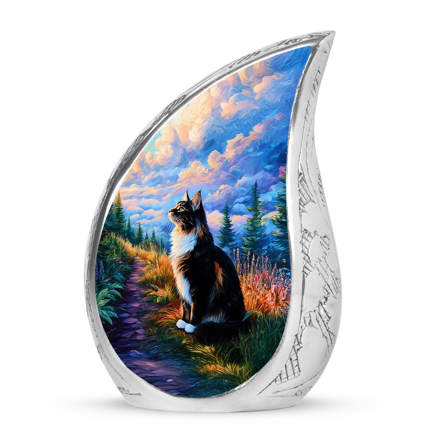 Blue Cat Treasure Cremation Urns for Human Ashes - 10-inch, 200 cu in - Yatskia