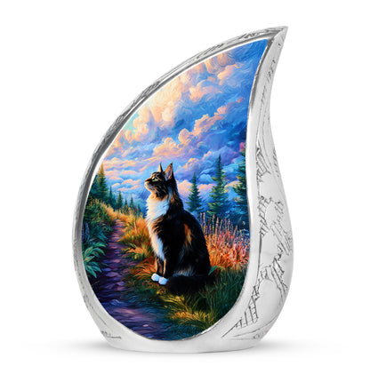 Blue Cat Treasure Cremation Urns for Human Ashes - 10-inch, 200 cu in - Yatskia