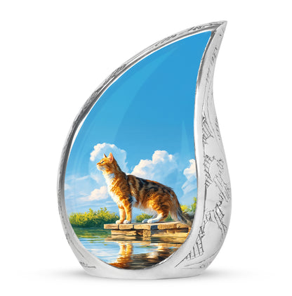 Regal Cat Memorial Cremation Urns - Blue 10-inch, 200 cu in - Yatskia