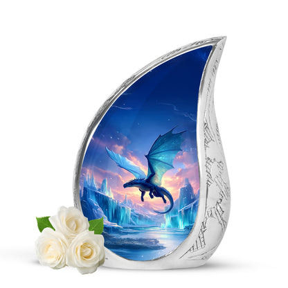 Blue Dragon Journey Cremation Urns for Human Ashes - 10-inch, 200 cu in - Yatskia