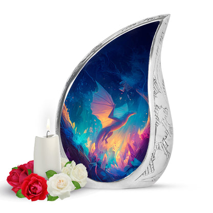 Blue Serene Dragon Memorial Urn for Ashes - 10-inch, 200 cu in - Yatskia
