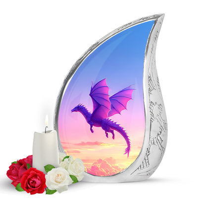 Luminous Blue Dragon Legacy Urn for Human Ashes - 10-inch, 200 cu in - Yatskia