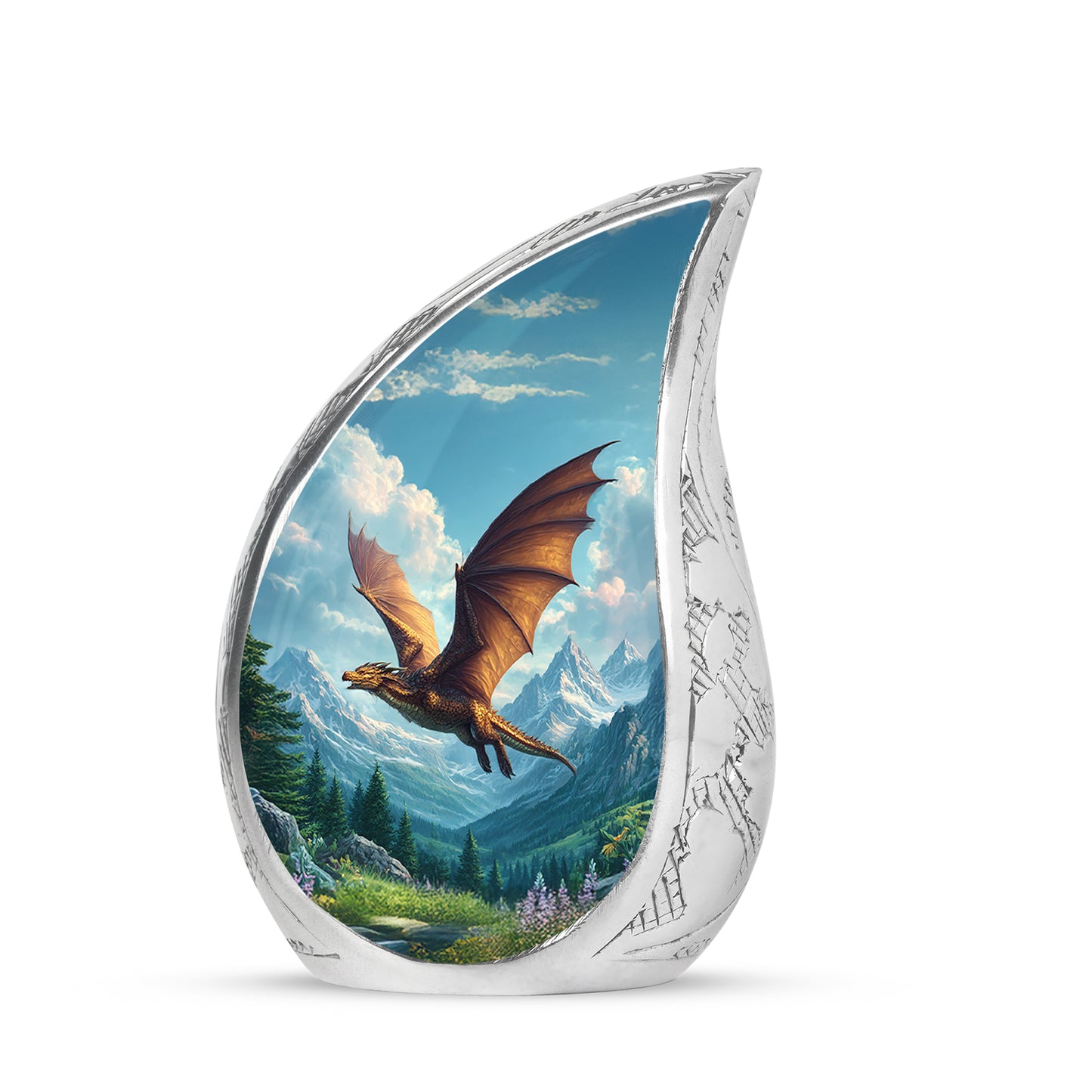 Personalized Blue Cherished Dragon Cremation Urns for Human Ashes - 10-inch, 200 cu in - Yatskia