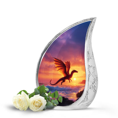 Purple Breathtaking Dragon Memorial Urn for Ashes - 10-inch, 200 cu in - Yatskia