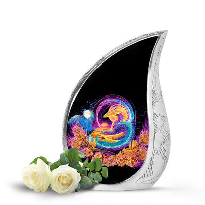 Personalized Seraphic Dragon Cremation Urns - Black 10-inch, 200 cu in - Yatskia