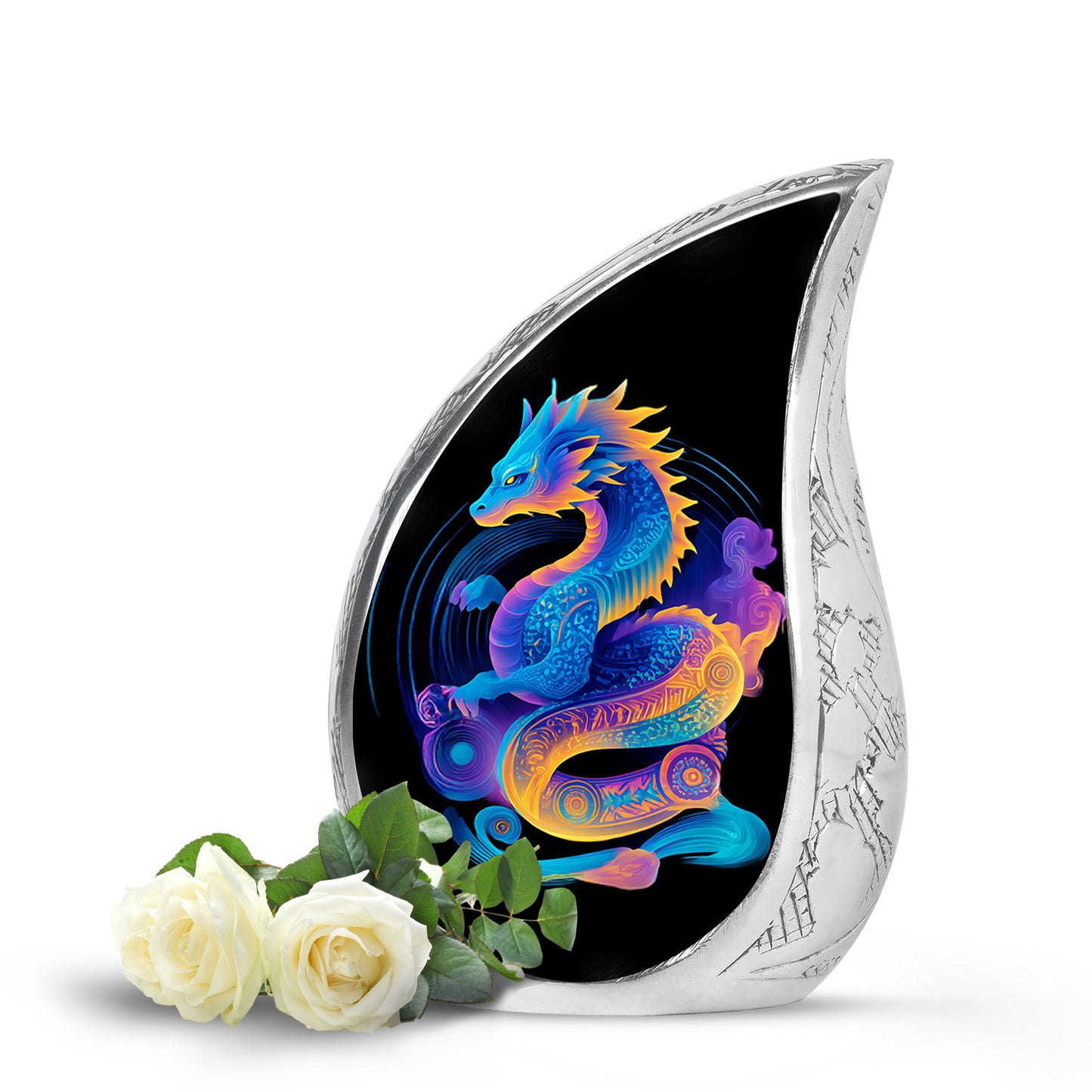 Blessed Dragon Cremation Urns for Human Ashes - Black 10-inch - Yatskia