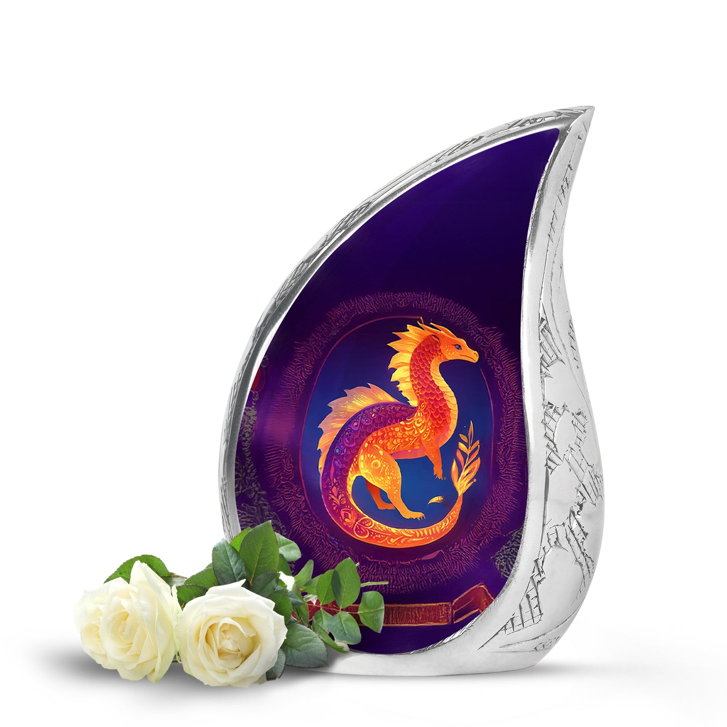Regal Dragon Memorial Cremation Urns - Purple 10-inch, 200 cu in - Yatskia