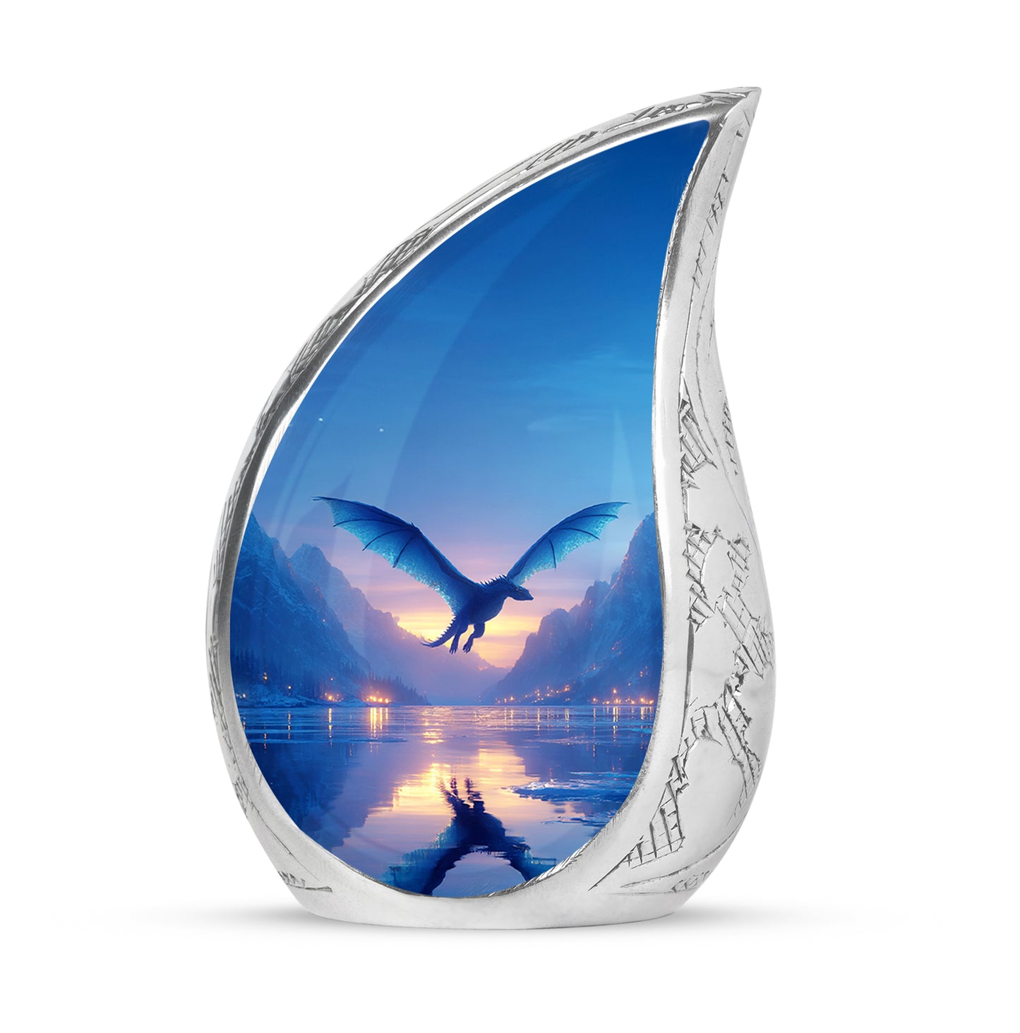 Personalized Seraphic Dragon Cremation Urns - Blue 10-inch, 200 cu in - Yatskia