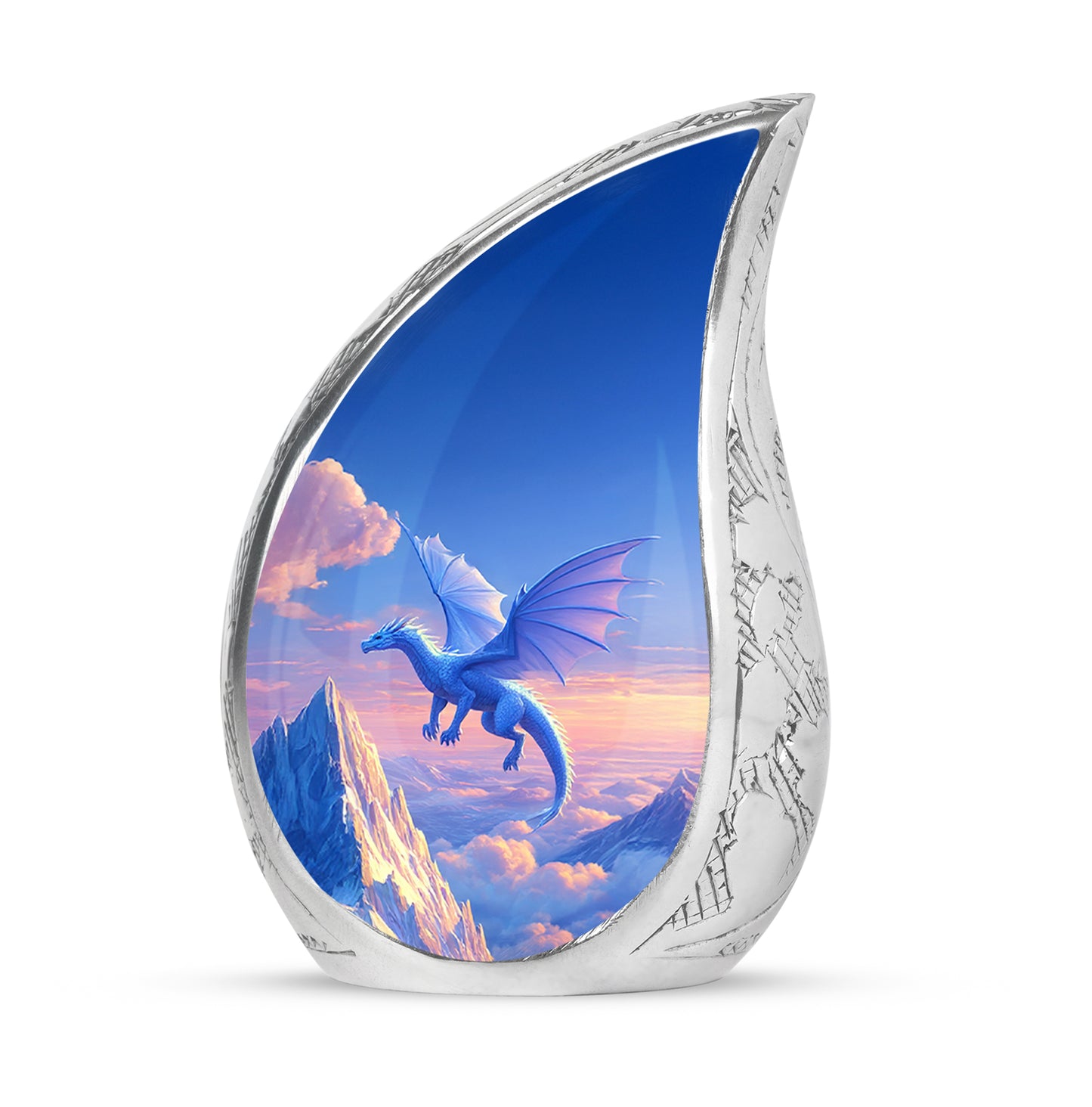 Blue Beloved Dragon Cremation Urns for Human Ashes - 10-inch, 200 cu in - Yatskia
