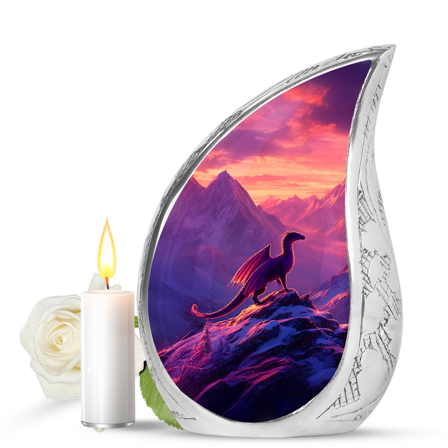 Distinguished Purple Dragon Cremation Urn for Ashes - 10-inch, 200 cu in - Yatskia