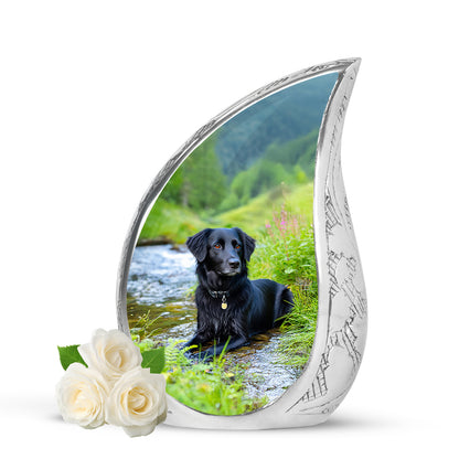 Teal Breathtaking Dog Memorial Urn for Ashes - 10-inch, 200 cu in - Yatskia