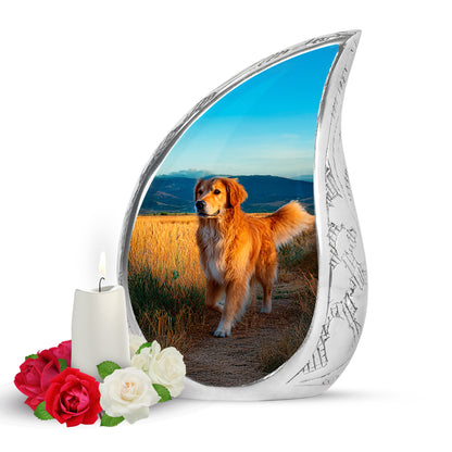 Teal Dog Cremation Urns - Glorious Embrace 10-inch, 200 cu in - Yatskia